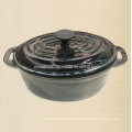 Lila Emaille Gusseisen Niederländisch Ofen Oval Form Größe 25X19